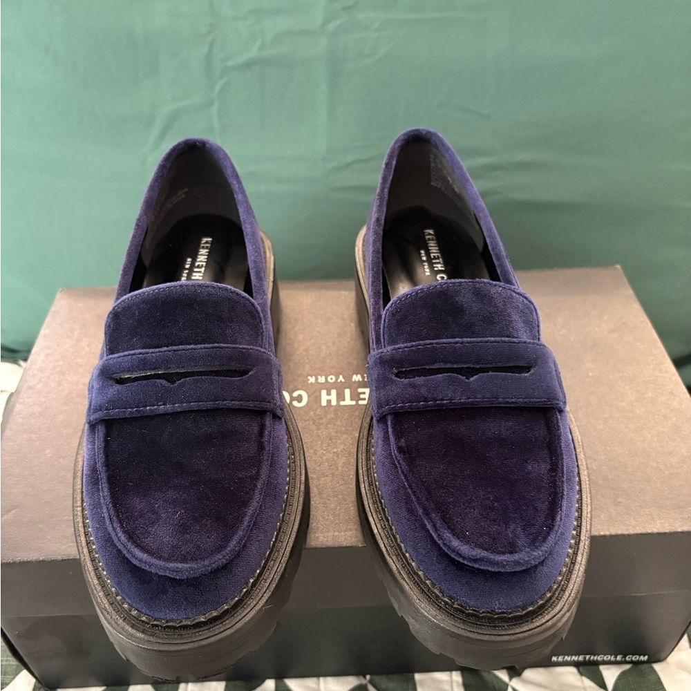 Kenneth Cole Navy Velvet Fatima Loafers